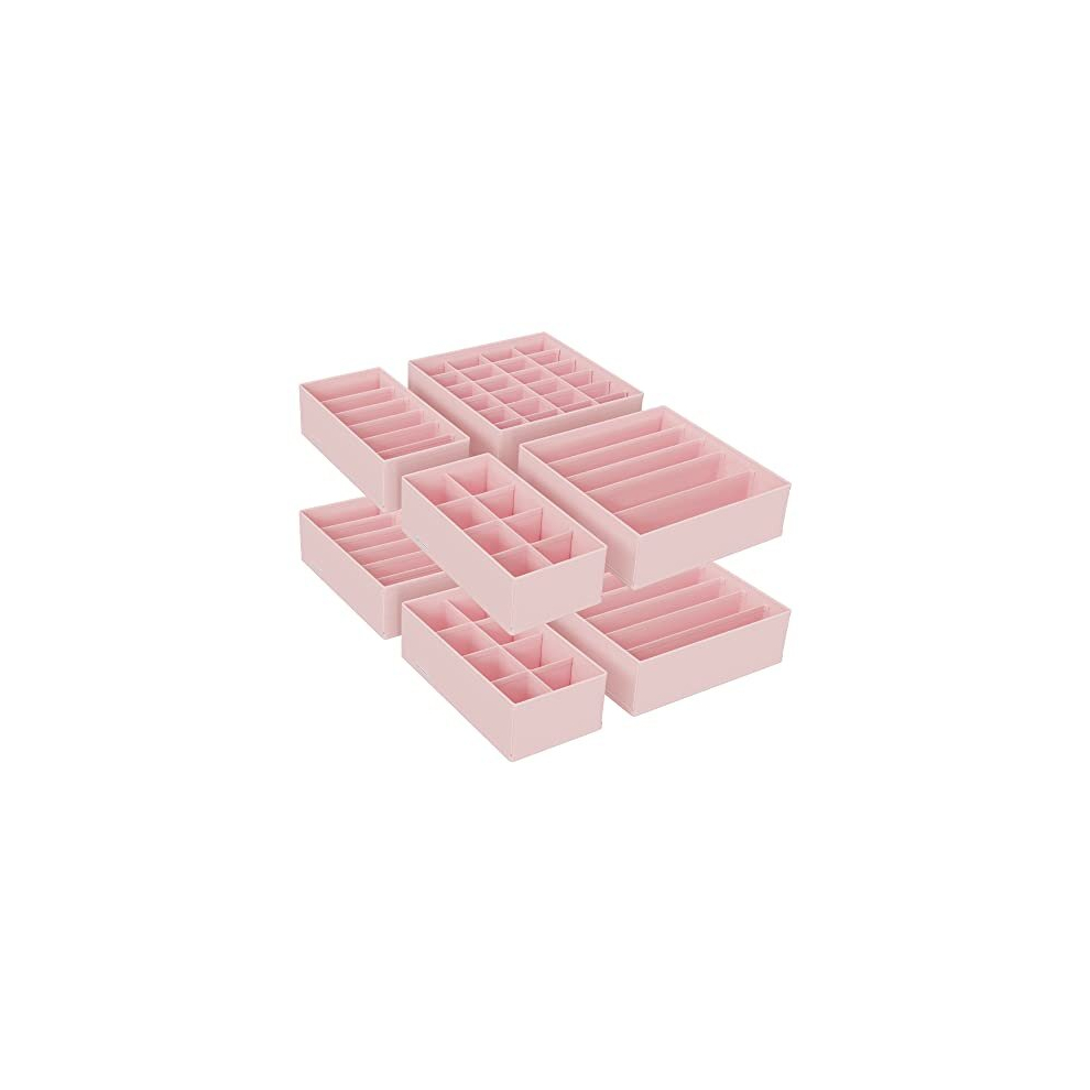Songmics Set Of 8 Underwear Drawer Organisers, Drawer Dividers, Foldable, For Bras Undies Socks Ties, Fabric Storage Boxes For Closet Wardrobe Shelves, Pink