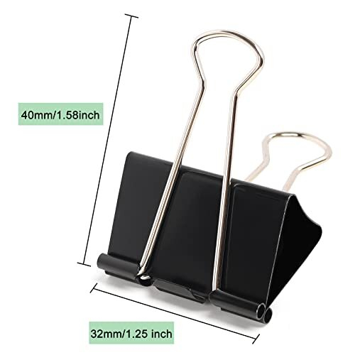 60pcs Binder Clips, 32mm Metal Paper Clips, Stationary Foldback Clips ...