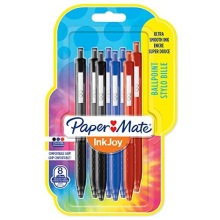 InkJoy 300RT Druckkugelschreiber | mittlere Spitze (1,0 mm) | Schwarze, blaue & rote Tinte | 8 Stück