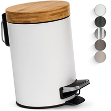 3L Designer Bathroom Bin | Superior Bamboo | Soft Closing | Anti-Finger | White