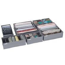 Drawer Organisers Dividers 4 and 7 Pack Wardrobe Organiser, Collapsible Closet Cabinet Organizer Underwear Storage Boxes for Storing Socks, Bra,