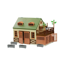 Terra AN2102Z Animal Hospital-Wooden Vet Clinic Playset with Zoo Includes Toy Barn, Exam Table, Scale, and More for Kids 3+ (15 pc)