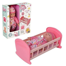 BabyBoo Jungle Lullaby Cot | Rocking Crib With Dolly Included | Rock Bed Dolls Furniture | Pretend Doll Furniture Accessories | Dolly Toys &