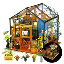 DIY Miniature Dollhouse Kit 1:24 Scale Wooden Greenhouse Mini House Furniture Women Girls Boys Gift Birthday Christmas Valentine