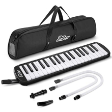M37-1 Melodica 37 Key Piano Style Melodica Instrument for Kids and Beginners with Mouthpieces, Carrying Bag,Black