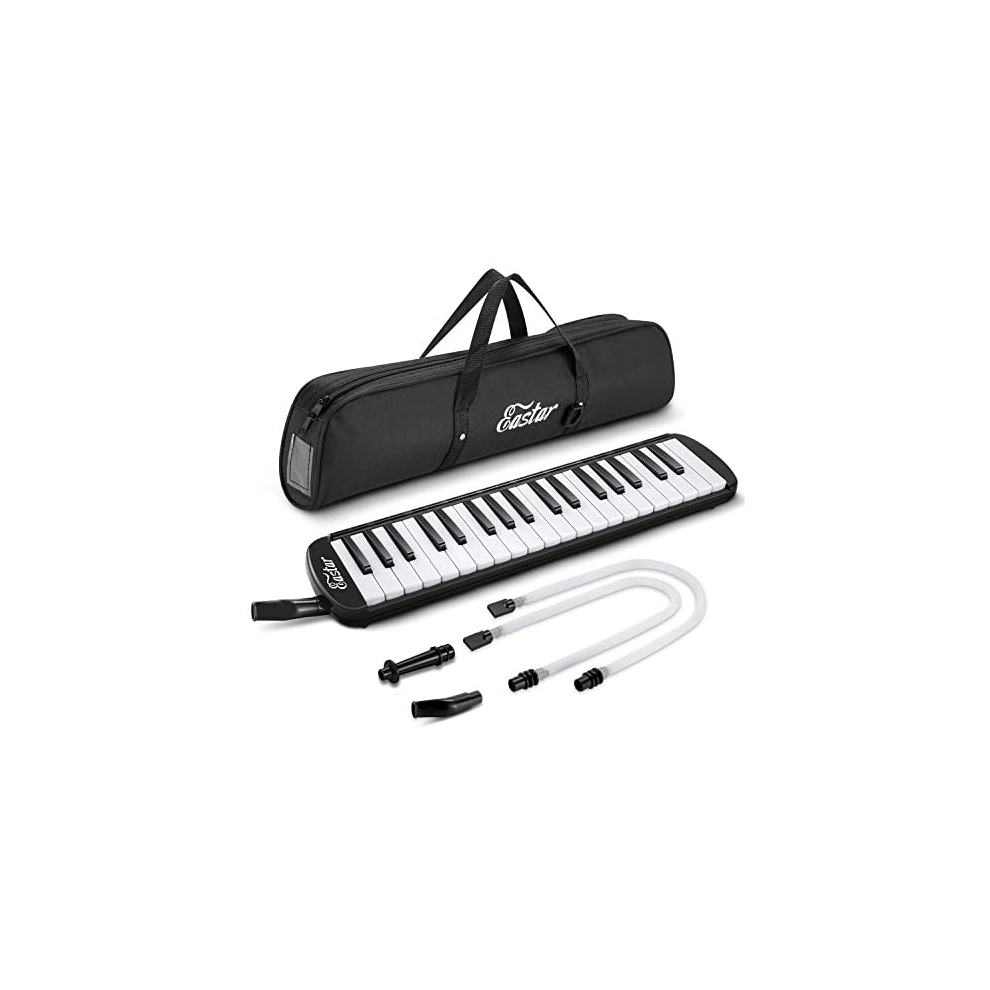 M37-1 Melodica 37 Key Piano Style Melodica Instrument for Kids and Beginners with Mouthpieces, Carrying Bag,Black