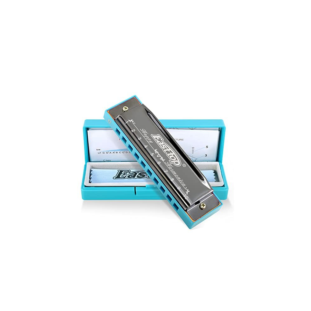 Blues Harmonica, 10 Holes C Key Beginner Harmonica for Kids Children Adults and Students
