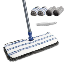 Flat Mop, Microfibre Mops with 4 Reusable Pads, Floor Dust Mops for Wet Dry Use, Suit for Cleaning Laminate Tile Hardwood Floors - Send Cleaning