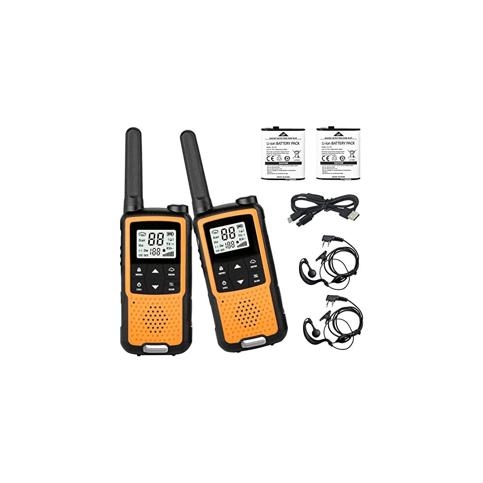 Walkie Talkie Rechargeable, Greaval Pmr446 Two Way Radio, 22 Channels Long Range Walkie Talkies For Adults, License Free Walky Talky With Earpiece And 744603990305
