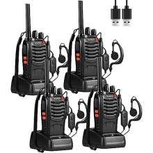 Long Range Walkie Talkies For Adults - 4 Pack of Professional Rechargeable 2-Way Radios 16 Channels with LED Light, Original Earpieces, and VOX