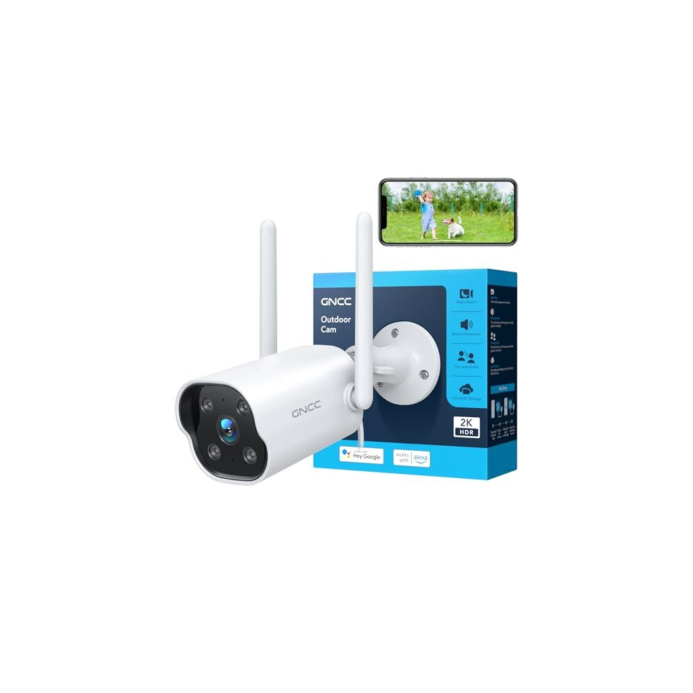 Security Camera Outdoor, 2K CCTV Camera, Cameras House Security, 2-Way Audio, Audio & Motion Detection, Night Vision, App Notification, APP Control,