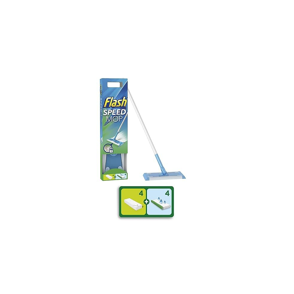 Speed Mop Floor Cleaner Starter Kit, Spray Mop, All-In-One Floor Mopping System (4 Wet + 4 Dry Pads)