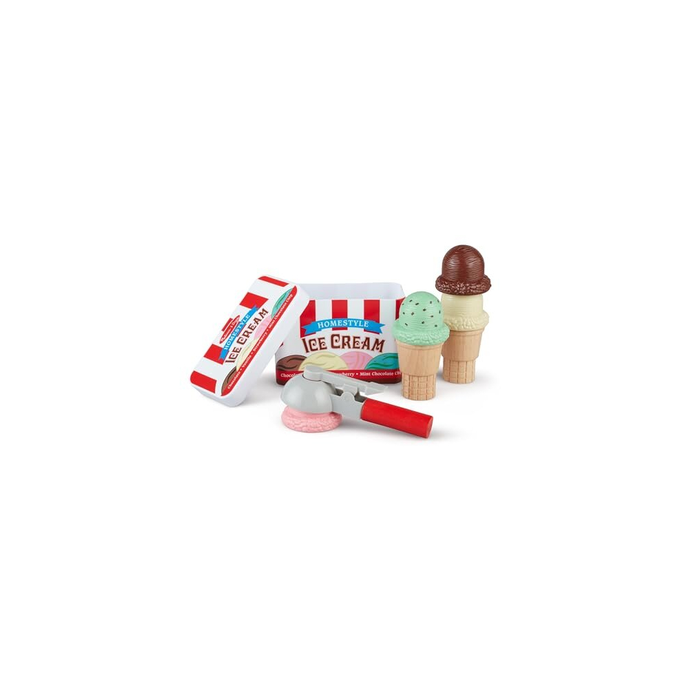 Scoop & Stack Ice Cream Cone, Ice cream toy for girls and boys, Pretend play food montessori toy 3 year old, Wooden food for role play kids toy food,