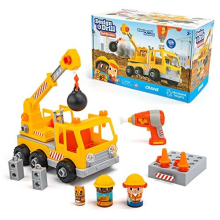 Design and Drill Bolt Buddies Crane Take Apart Toy with Electric Toy Drill, Preschool STEM Toy, Boys and Girls Ages 3+