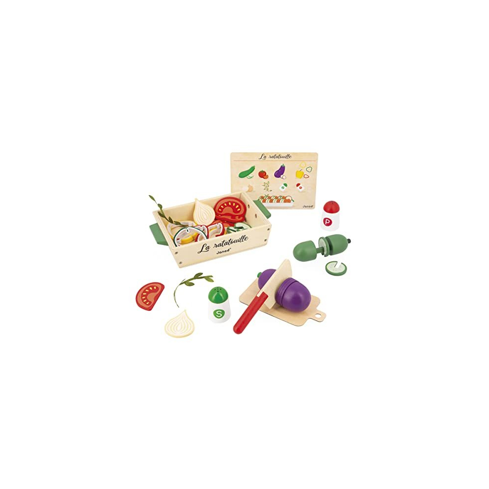 - Ratatouille Set - 32 Kitchen Accessories - Includes the Recipe + Utensil + Vegetables - Pretend Play Toy - FSC Wooden Toy - 3 Years +, J06626