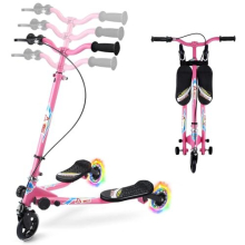 Swing Scooter for Kids, 3 Wheels Foldable Wiggle Scooter Push Drifting with Adjustable & 2 Rear LED Wheels Kicks Scooter for Boys and Girls Ages 3-8