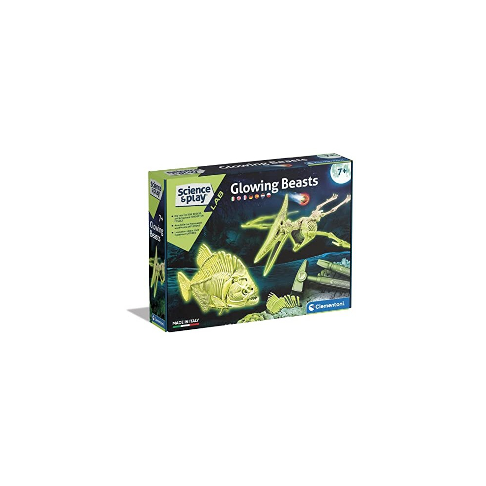 New Clementoni - 19311 - Science & Play - Glowing Beasts - Scientific Toys 7 Years Old (Italian, English, French, German, Spanish, Dutch And Polish), Made In Italy
