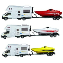 Toyland 35cm Plastic Motorhome & Speedboat With Trailer Model Toy