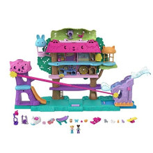 Doll House with 2 Micro Dolls and Accessories, Toy Car, Funriture and 4 Pets, Expandable Pet Adventure House, Gifts for Kids, HJJ98