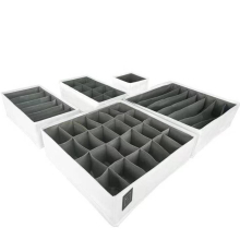 Set of 5 UK Drawer Organiser Divider White/Grey UK Drawer Divider Clothes Drawer Organisers Underwear Storage Drawer Dividers Draw Organizer Clothes