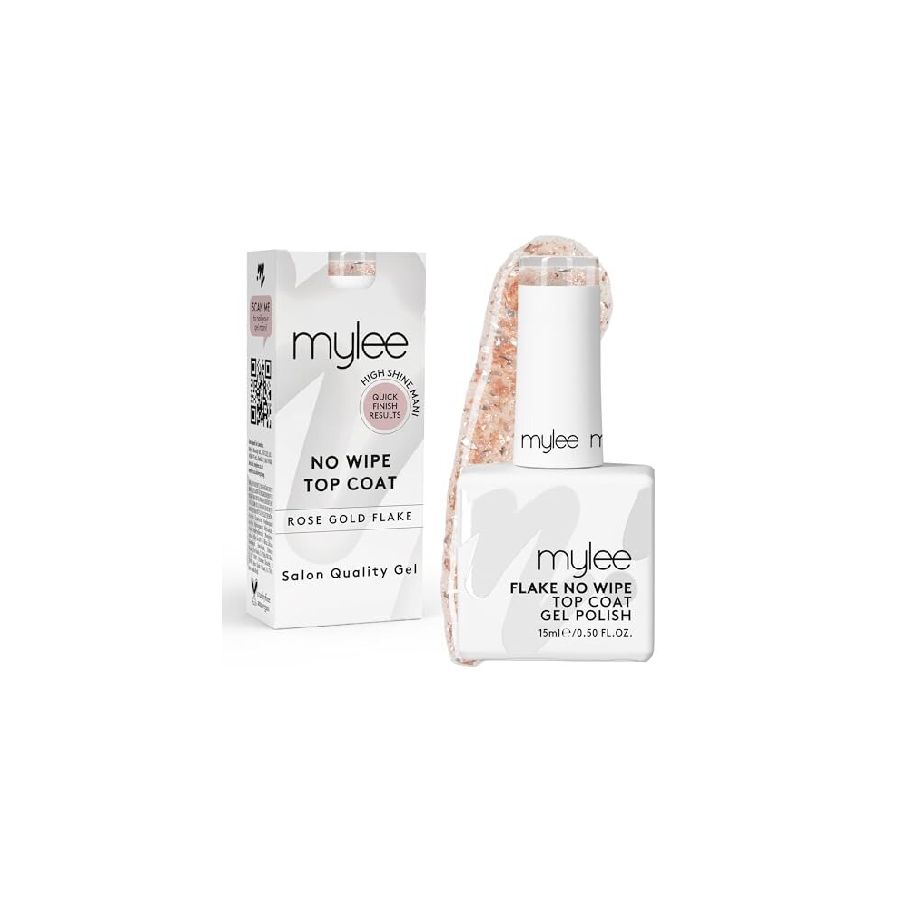 Mylee Nail Gel Polish Flake No-Wipe Top Coat 15Ml, Uv/Led Soak-Off Nail Art Manicure Pedicure, Professional, Salon & Home Use, Long Lasting, Easy To Apply,