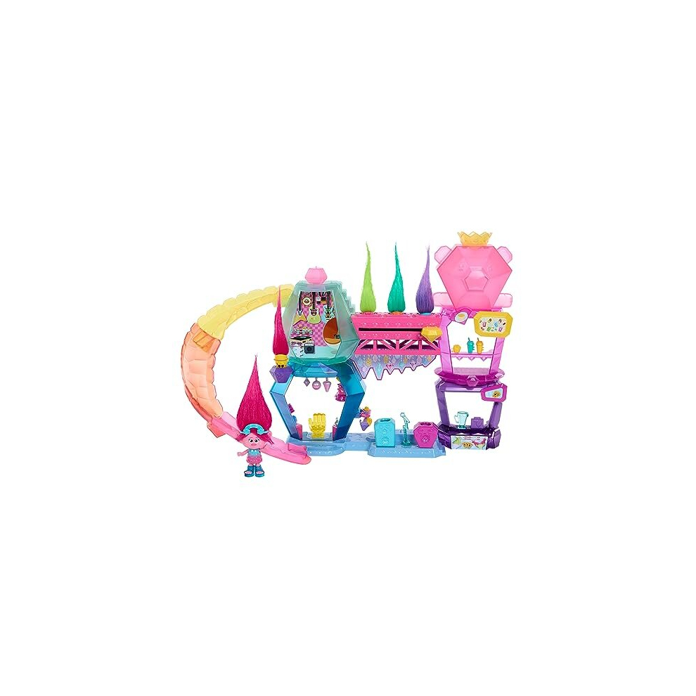 Mattel DreamWorks Trolls Band Together Toys, Mount Rageous Playset with Queen Poppy Small Doll & 25+ Accessories, 4 Hair Pops, HNV37