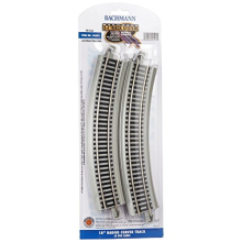 Bachmann Treinen - Snap-Fit E-Z TRACK 18" RADIUS CURVED TRACK (4/stuk) - NICKEL SILVER Rail