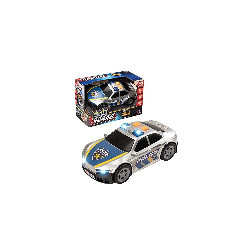 Hti Teamsterz Mighty Machines Small Police Car | Realistic Lights And Sounds Police Rescue Car | Emergency Service Vehicle Play Car | Kids' Play Figures