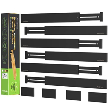 10pack Bamboo Drawer Dividers, Expandable Drawer Separators Splitter, 17-22 inches Adjustable Spring-loaded Organizer for Large Utensil, Clothes,