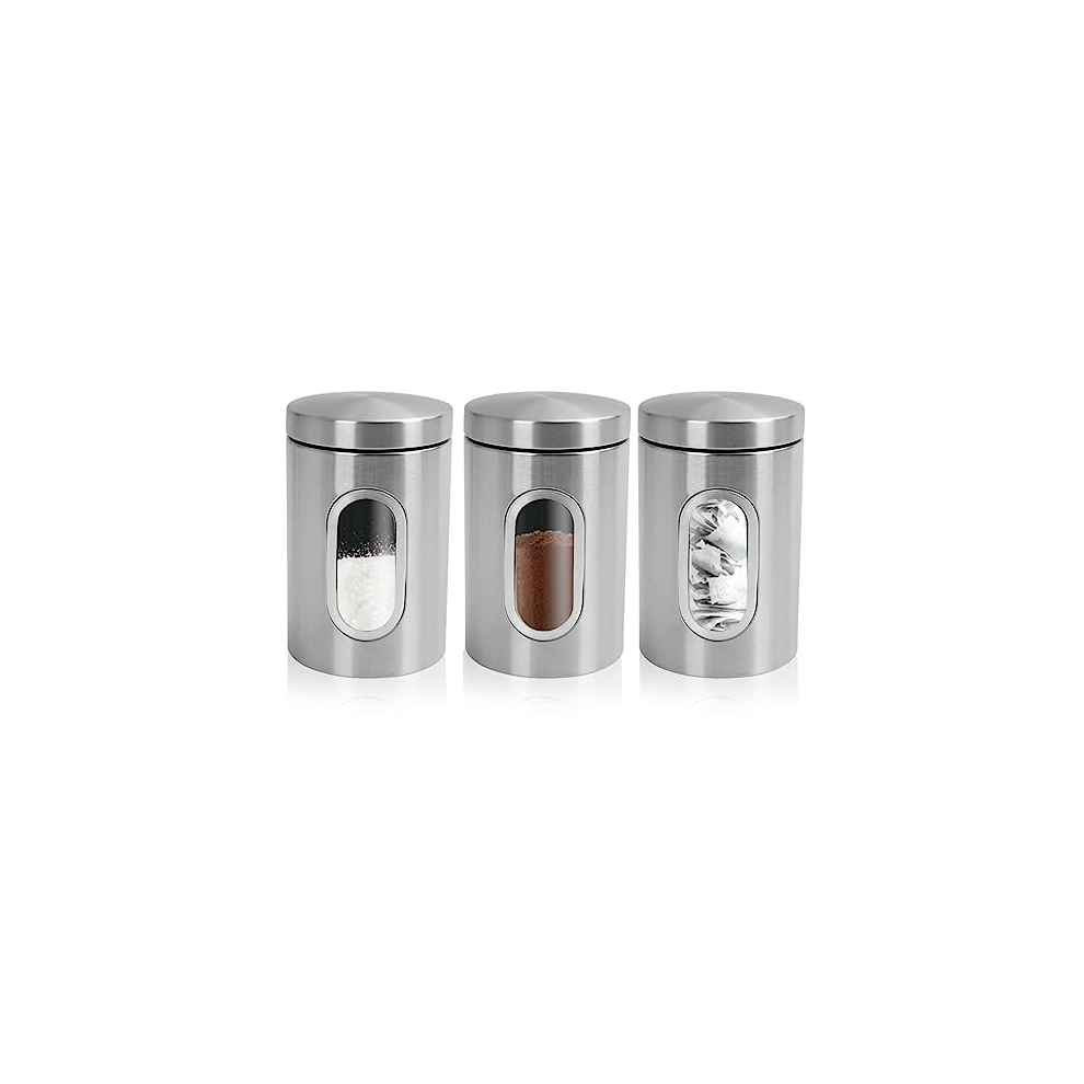 3 PC Kitchen Canister Set Food Storage Container Set Stainless Steel Coffee Tea Sugar Caddy With Lids Ergonomic Food Containers Storage Jars With