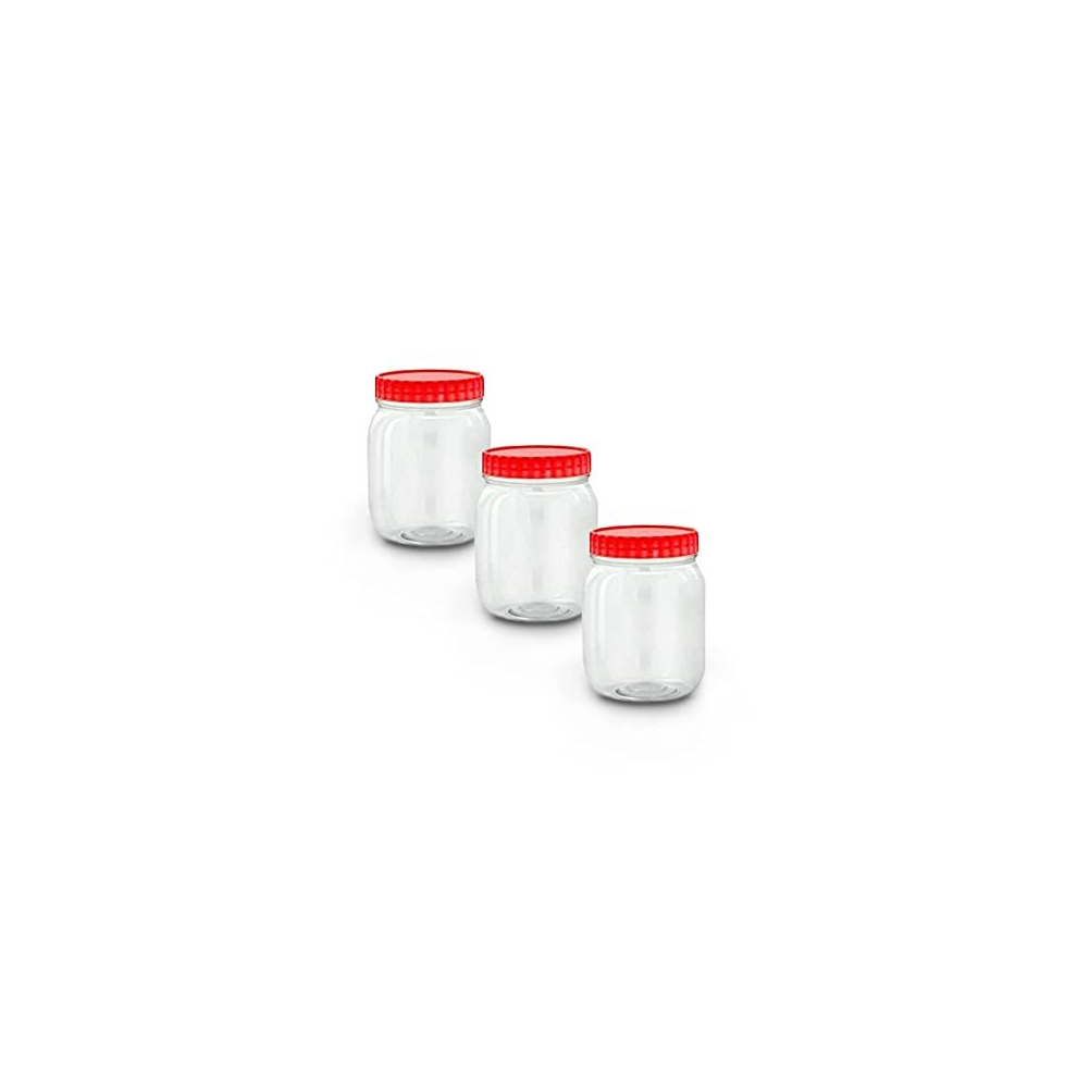 3 x 500ml Plastic Storage Jar With Screw Top Lids Airtight Food Storage Containers BPA Free For Kitchen, Herb, Spices, Sweets Clear Canister pots,