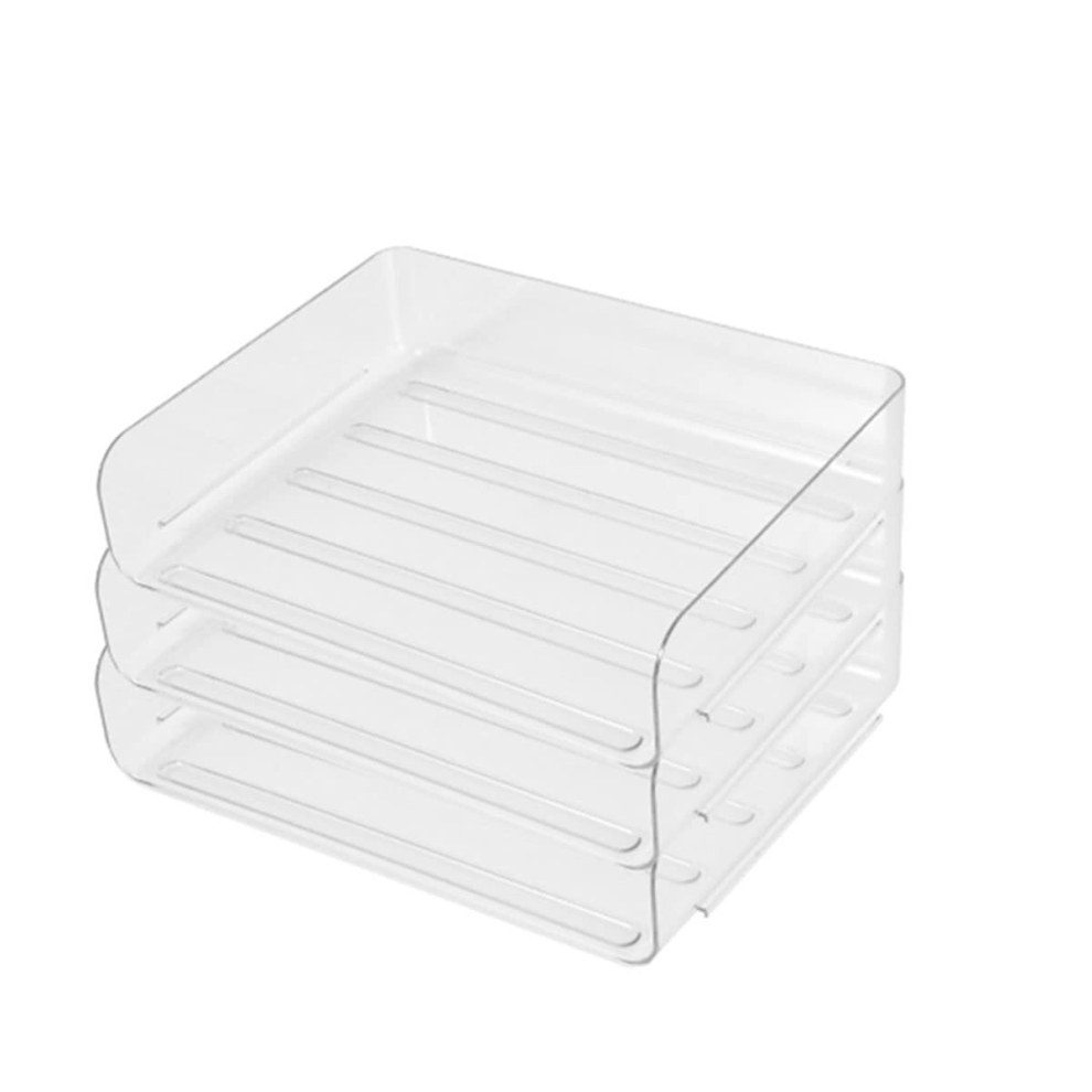 3 Tier Stackable A4 Filing Trays, Office Desk File Rack, Tidy File Document Letter Paper Organiser (3 Tiers,Transparent)