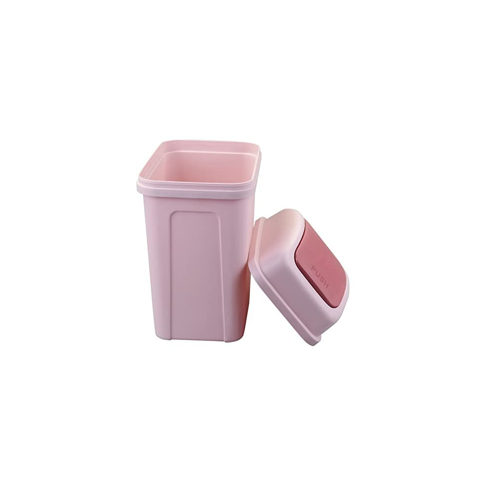 Waste Bin, Swing Lid Trash Bin, Plastic Rubbish Can (Pink)