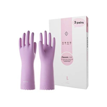 LANON 3 Pairs wahoo Skin-Friendly Dishwashing Cleaning Gloves, Reusable Kitchen Gloves, Cotton Flocked Liner, Non-Slip, Medium