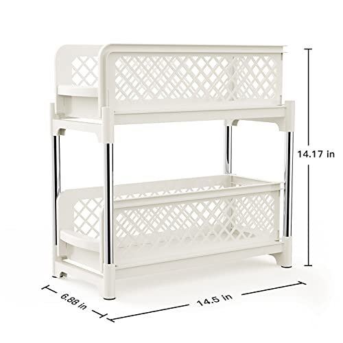 Under Sink Organizer, Cheweetty 2 Tier Bathroom Organizer Under Sink, Pull-Out Sliding Under Kitchen Cabinet Storage Rack, Multi-purpose Organizer 2