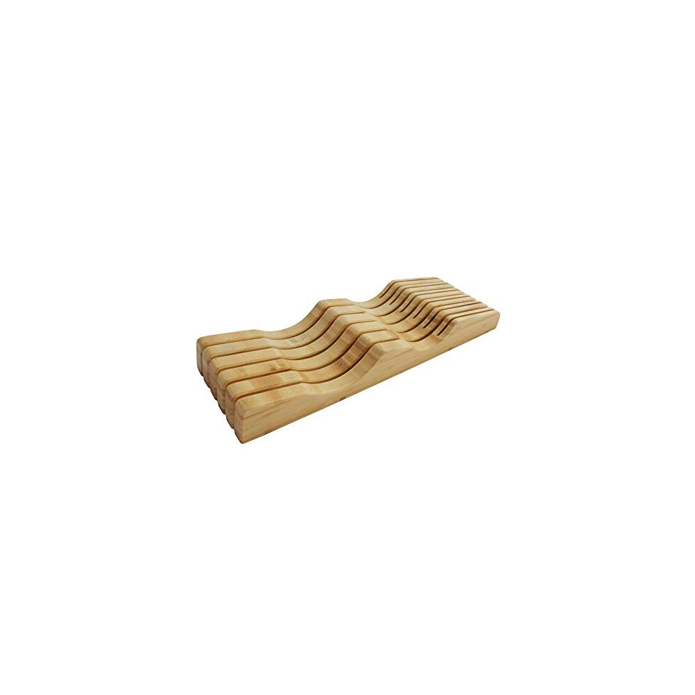 Large in-Drawer Knife Block: 11 Slot (Holds 10-15 Knives) Empty Wooden Knife Holder for Kitchen Drawers