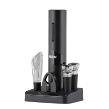 5-in-1 Electric Wine Bottle Opener Kit, Battery-Powered, Includes Tulip Wine Aerator Pourer, Foil Cutter, 2 Wine Vacuum Bottle Stoppers, Storage Base,