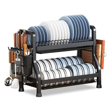 Nestling 2 Tier Dish Drainer Rack, Kitchen Dish Rack,Stainless Steel Cutlery Drainer With Drain Plate And Dish Rack, For Kitchen Countertops