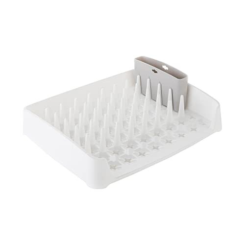 Minky Dish Rack With Caddy, Easy Clean, Multi Position Utensil Caddy, White & Grey 1