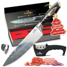 Chef Knife - Chopping Knife - 8 inch Kitchen Knife - 7cr17mov High Carbon Stainless Steel Chefs Knife - Cooking Knife - Chef Knife Set with 3-Stage