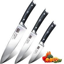Knife Set, Kitchen Knife Sets 3pcs with German Stainless Steel, Ultra Sharp Chef Knife Set Including Chef's Knife 20cm Kitchen Knife 15cm Paring Knife