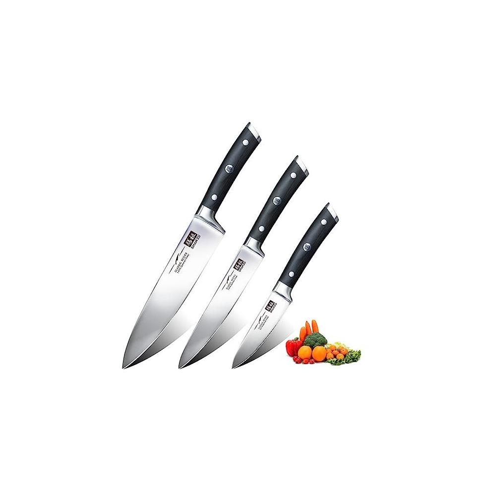 Knife Set, Kitchen Knife Sets 3pcs with German Stainless Steel, Ultra Sharp Chef Knife Set Including Chef's Knife 20cm Kitchen Knife 15cm Paring Knife