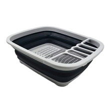 SAMMART 8L (2.11Gallons) Collapsible Plastic Dish Drainer - Foldable Drying Rack Set - Portable Dinnerware Organizer - Space Saving Dishes and Ut