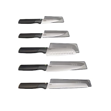 Jospeh Joseph Duo 5 Piece Elevate Kitchen Knife set, Japanese Stainless Steel blades, includes Paring, Serrated and Chef's knife with protective