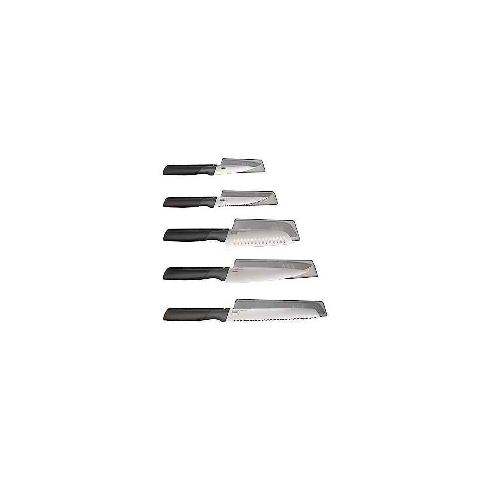 Jospeh Joseph Duo 5 Piece Elevate Kitchen Knife set, Japanese Stainless Steel blades, includes Paring, Serrated and Chef's knife with protective