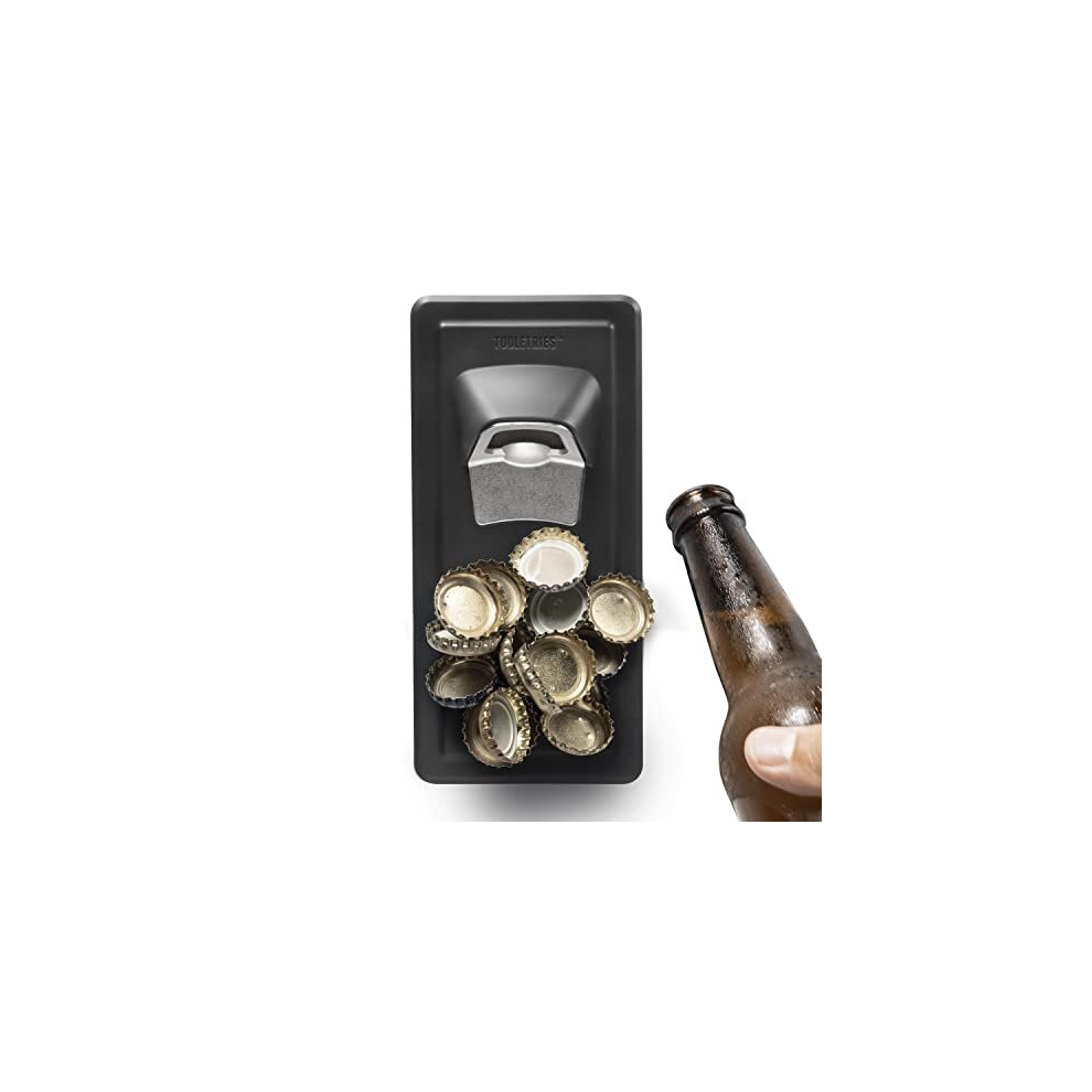 - The Catcher - Bottle Opener with Silicone Grip Technology & Built-in Magnet to Catch Caps - Removable & Reusable - for Home Fridge, Shower, Garage,