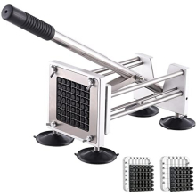 Chip Cutter Machine, Professional Potato Chipper Stainless Steel French Fry Cutter with 1/2 inch Blade & 3/8 inch Blade for Potato Carrot Cucumber