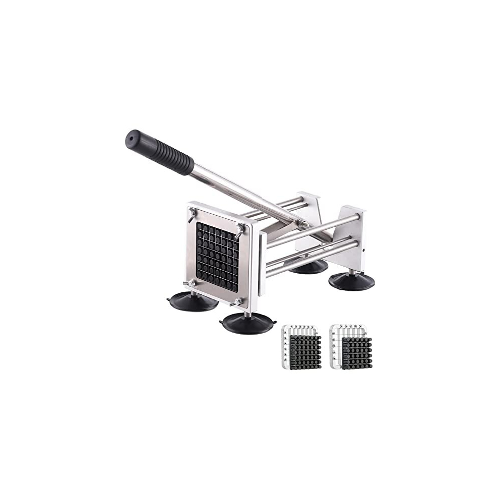Chip Cutter Machine, Professional Potato Chipper Stainless Steel French Fry Cutter with 1/2 inch Blade & 3/8 inch Blade for Potato Carrot Cucumber