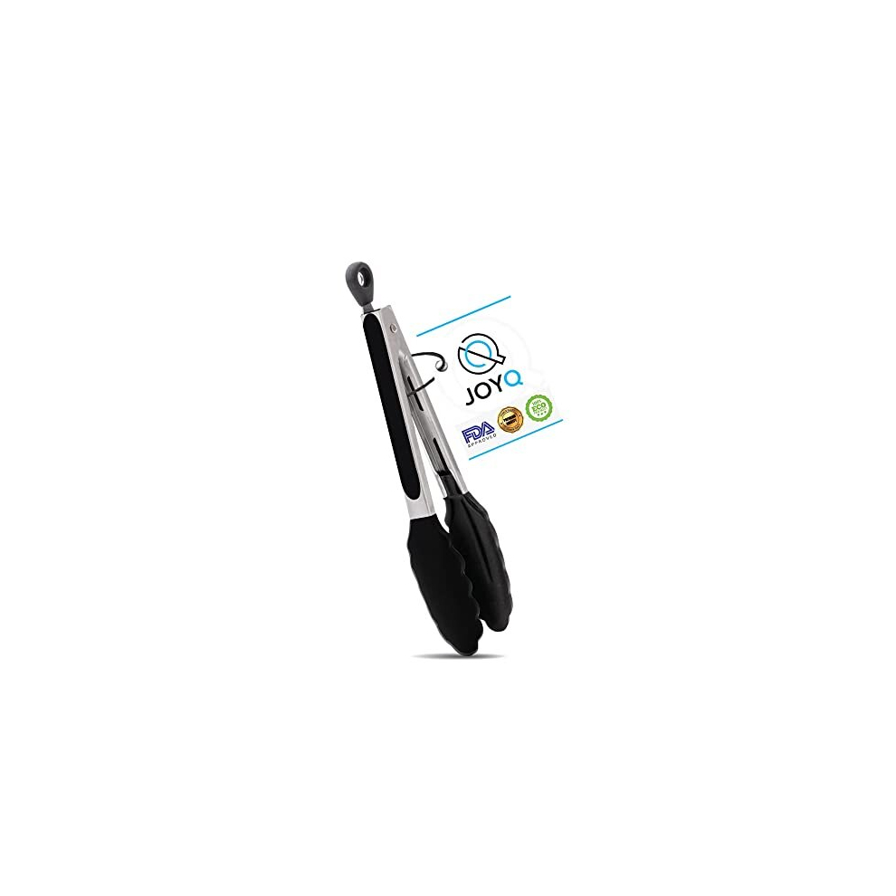 Kitchen Tongs - 12 Inch Kitchen Utensil Cooking Tongs with Padlock System - Easy Grip Food Grade Silicone Tongs for Meat, BBQ, Frying and Serving