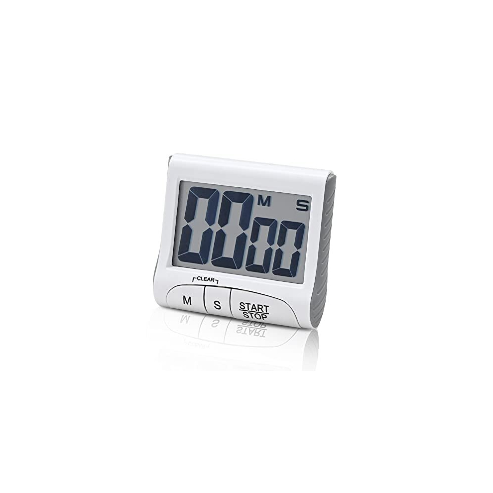 Jtooys White Timer Digital, Countdown Timer Screen With Loud Lcd Display Multi-Function Kitchen Timer, Portable Electronic Stopwatch, (Batteries Small
